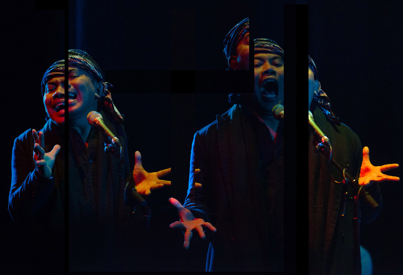 Senyawa's Rully Shabara perfoming at CTM 2016's opening concert in HAU Hebbel am Ufer.